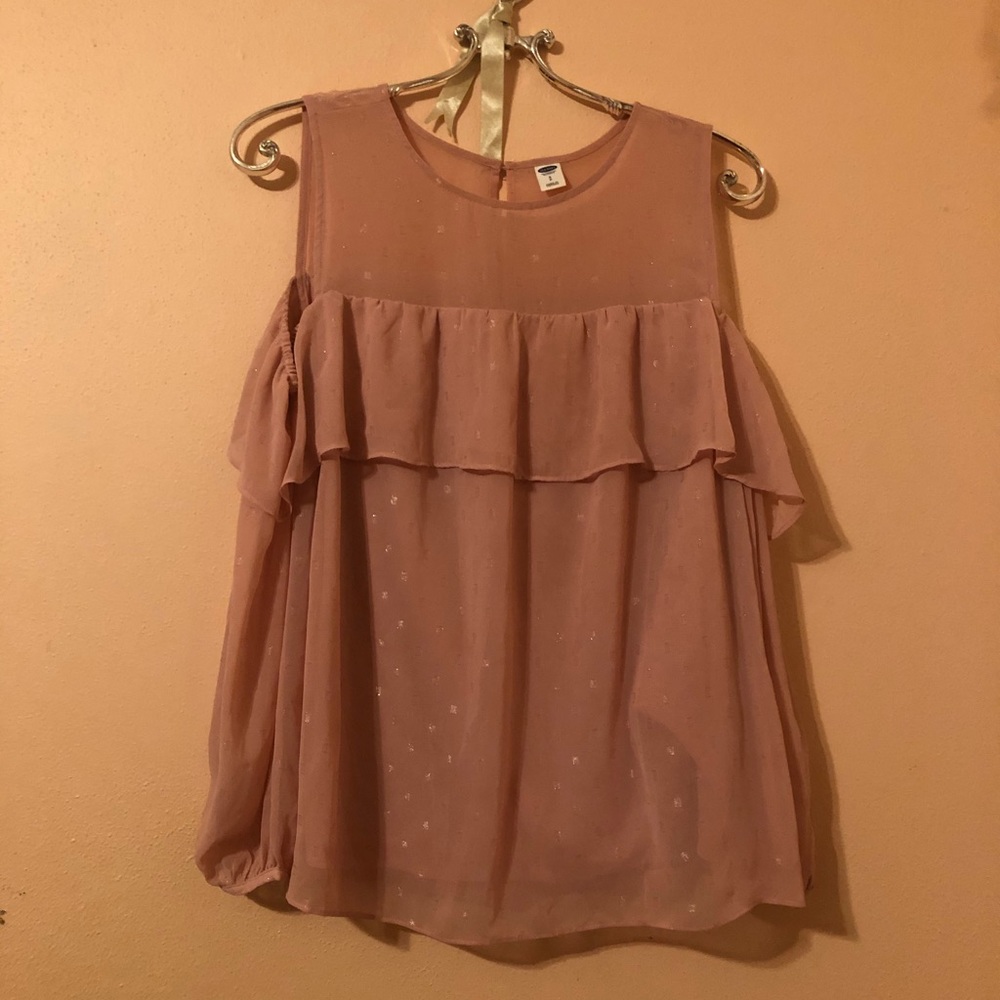 Light Pink Cut Out Shoulder Dressy Blouse